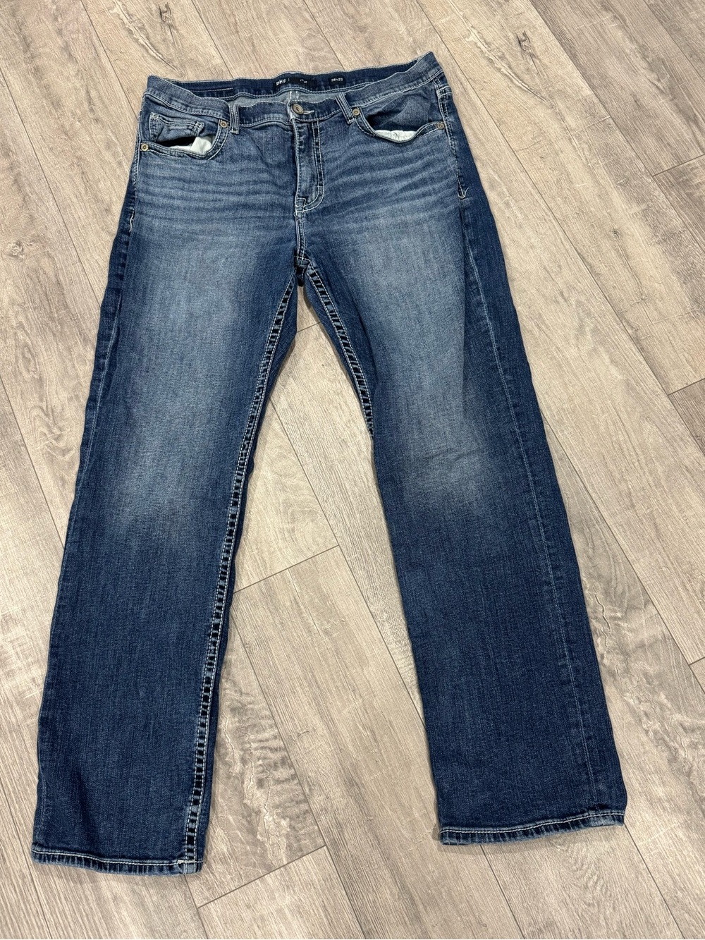 BKE Men's Dark Blue Straight-Leg Jeans